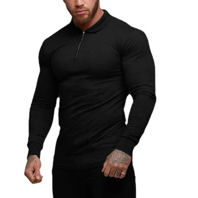High Quality Solid Color Slim Fit Polo Shirt Men's Long Sleeve Autumn Spring Cotton Fitness Tees