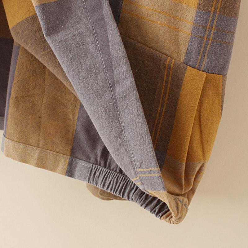 დიდი ზომის ქალის მაისური გაზაფხული თავისუფალი პლედის შესაკრავით გრძელმკლავიანი კაპიუშონიანი პულოვერი