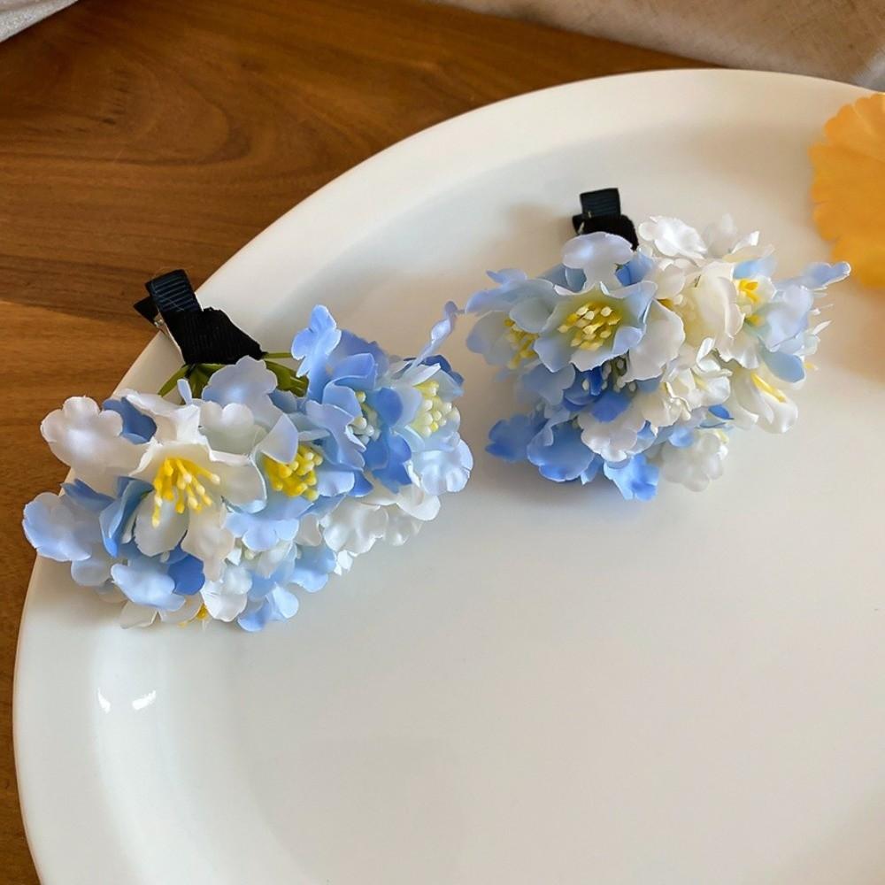 Cloth Simulation Flower Hairpin Colorful Headdress Flower Side Clip Headpieces Ancient Style Chinese Style Hair Clip Travel