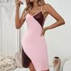 Home Wear Summer Fashion Women's Patchwork Dress Sexy Pullover Slip Dress