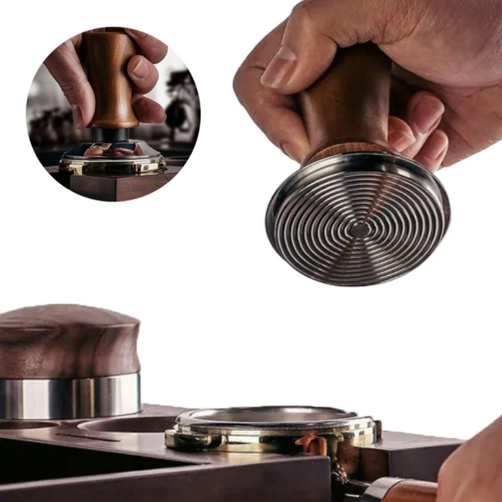 Wooden Handle Coffee Tamper Stainless Steel Base Barista Tool Pressure Hammer  Professional Use