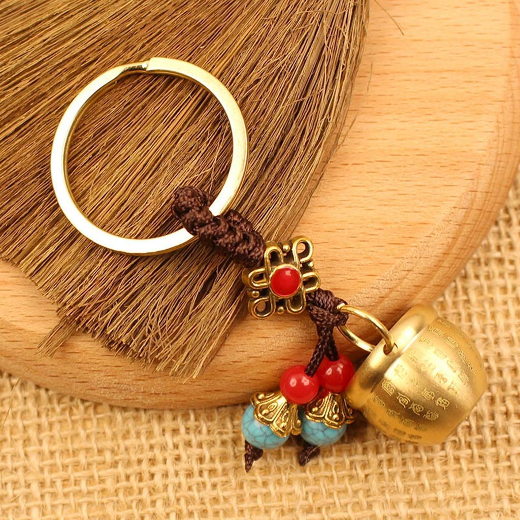 Vintage Keychain Retro Brass Backpack Decoration Keyring Brass Keychain Charm for Women Men Father Mother Kids Children