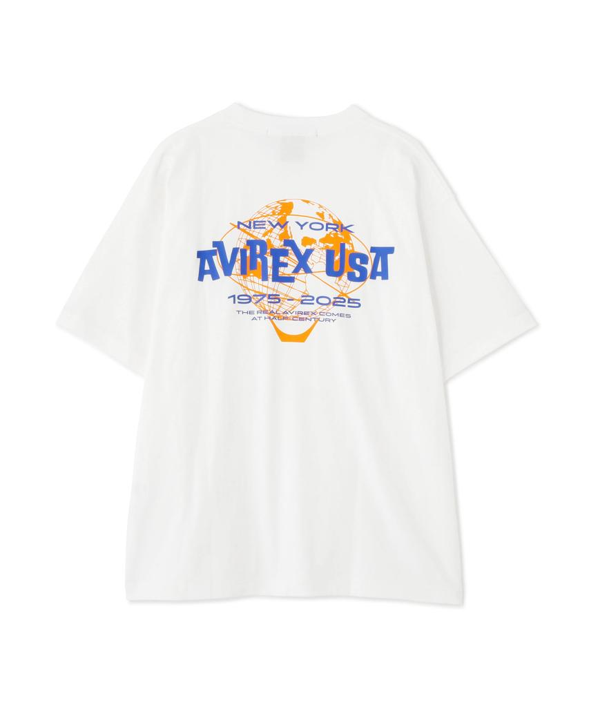 AVIREX USA T-SHIRT Logo Short Sleeve T-shirt Men's XL 030 White 783-5234002