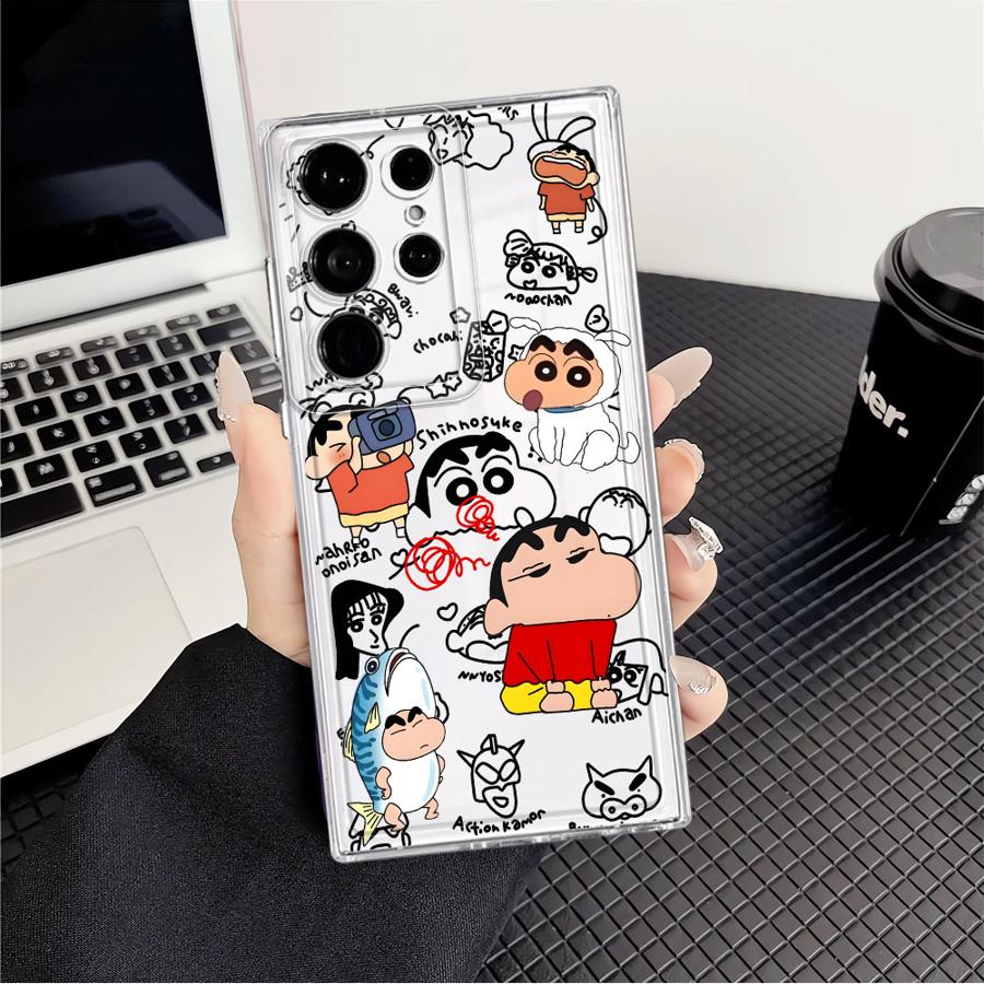 Case for Samsung Galaxy S26 Note 20 Ultra 10 S25 Edge S20 Plus S24 S21 S22 FE S23 Ultra Phone Cover Shark Crayon Shin Chan