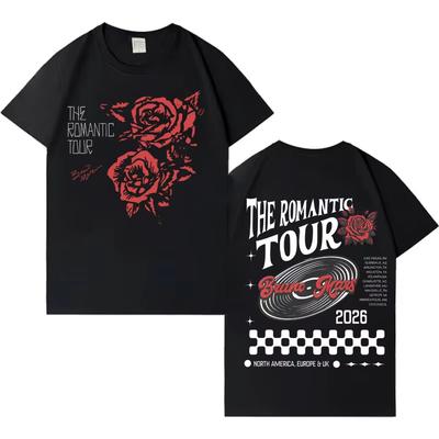 Bruno Mars 2026 Tour Grafika z albumu The Romantic 100% bawełna Koszulka unisex Nowa Y2K Okrągły dekolt Krótki rękaw Męska damska letnia koszulka