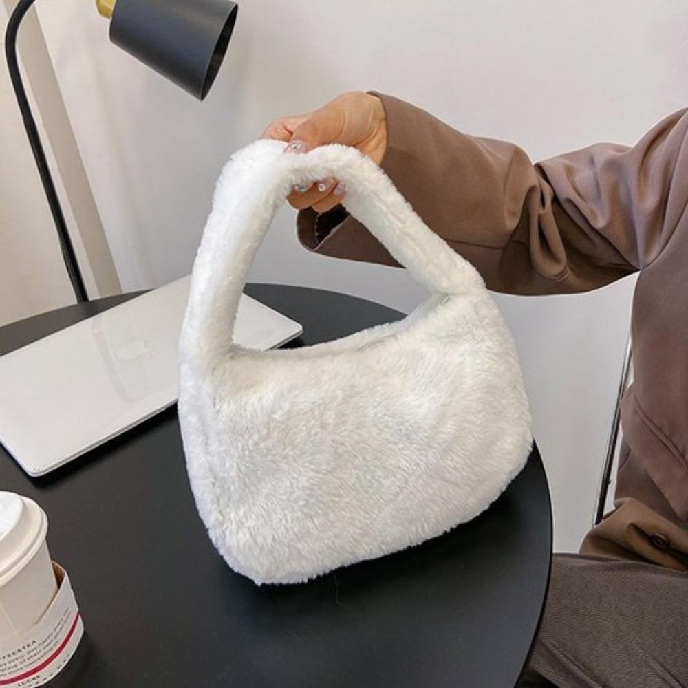 Storage Leopard Print Plush Handbag Tote Bags Hand Purses Korean Underarm Bags Flower Pattern Leopard/Stripe Fluffy Storage Bag
