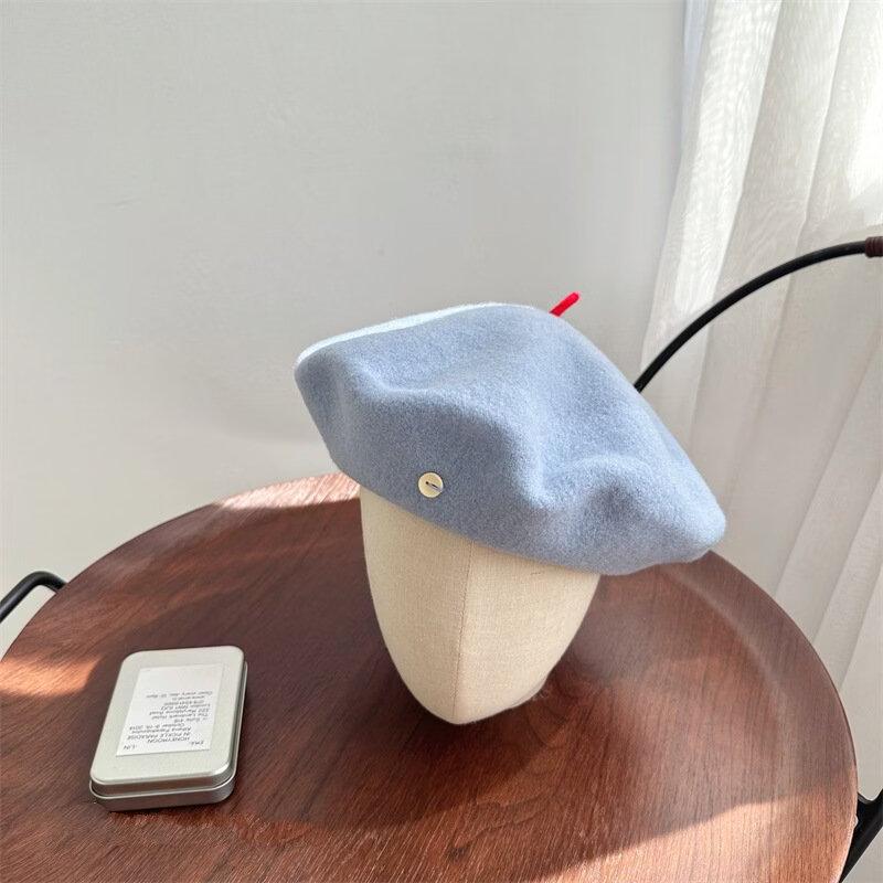 Женская теплая шерстяная беретка M (56-58cm)