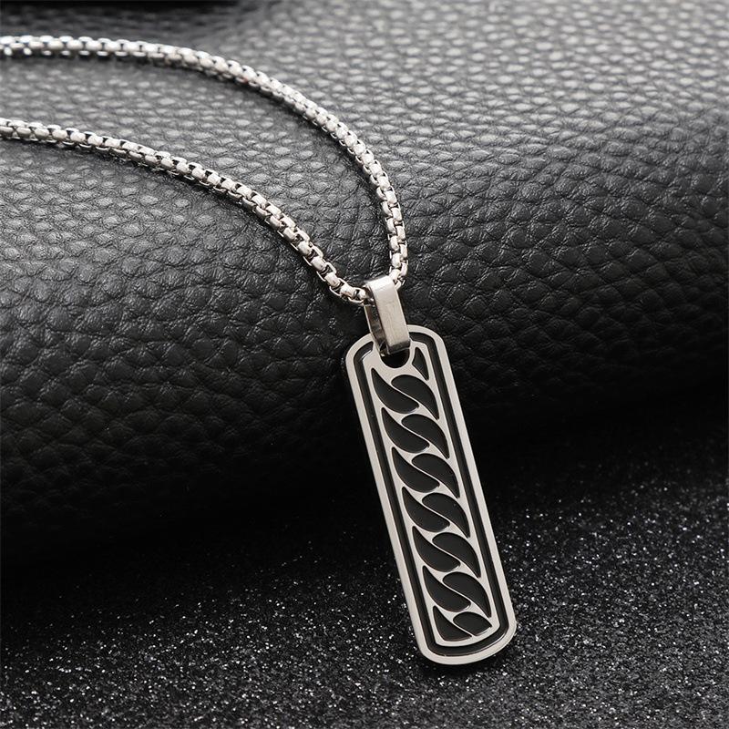 European and American Men's Simple Black Oil Dripping Non-fading Necklace Hip-hop Trendy Brand Versatile