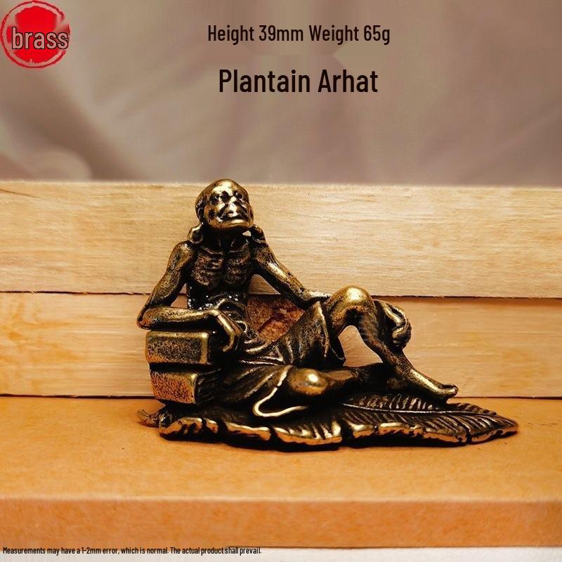 Solid Brass Eighteen Arhats Dragon and Tiger Taming Desktop Ornaments