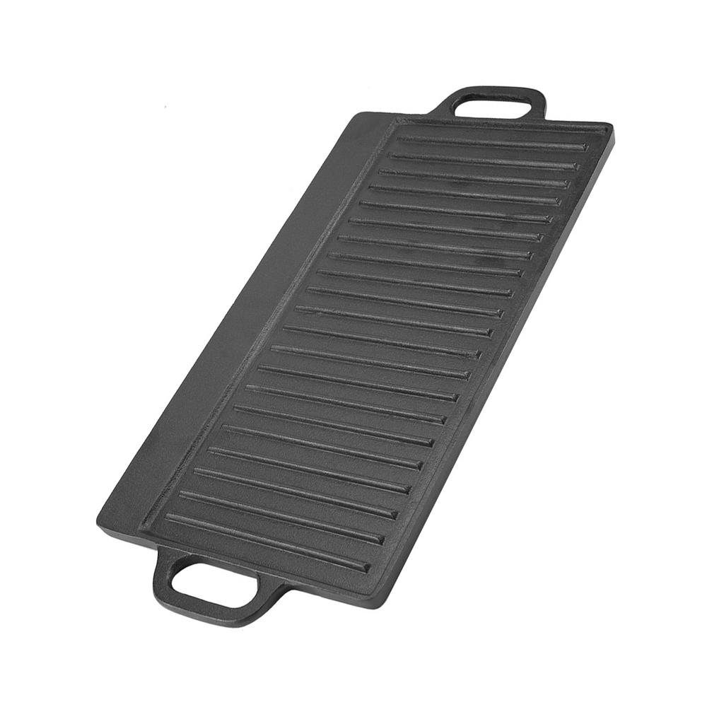 Cast Iron Frying Pan, Double-Sided Baking Cooking Pan with Two Integral Handles, Even Heat Distribution, for Oven, Gas Stove, Induction Cooker, Outdoo