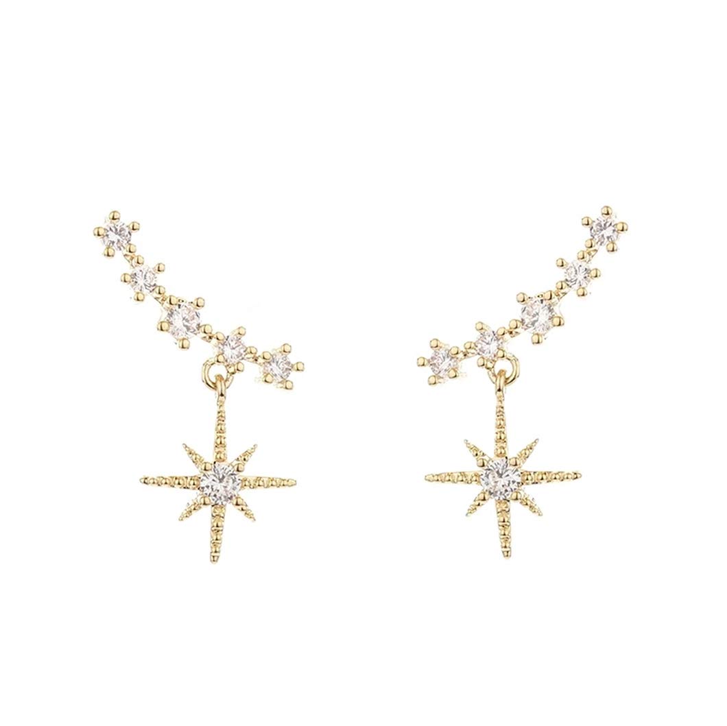 

Earrings for 18K Silver Gift (Junkun) Women, Popular, Adult, Star, Gold, K18, Metal, Hypoallergenic, Swinging, Wedding, 925, Simple, Birthday,