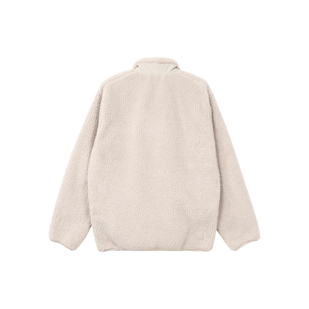 UNIQLO Solid Color Pocket Design Spliced Straight Leg Zipper Drop Shoulder Stand Collar Fleece Jacket Unisex jackets Beige 460331-31