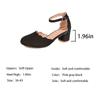 Fashion Elegant Flock Cover Heel Sandals Women Summer New Thick Sole Med Heel Sandal Female Fashion Party Anckle Strap Sandalias Mujer