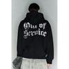 H M Loose Fit Print Hoodie Black Out Of Service