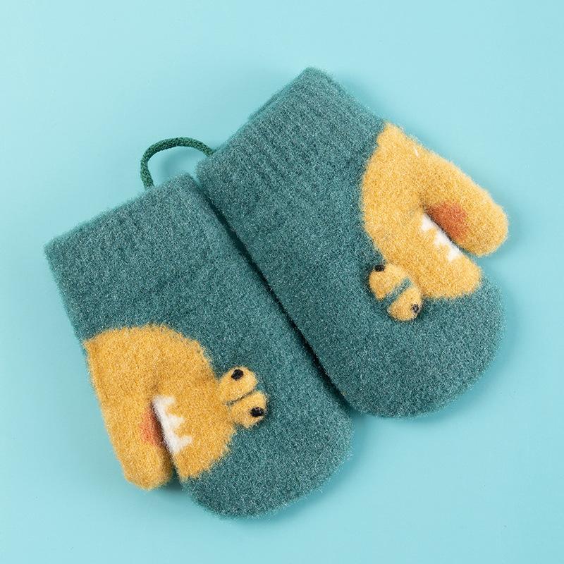 Xuehuaxiu Kinder-Thermohandschuhe, niedliche Cartoon-Strickhandschuhe zum Umhängen, doppellagige, verdickte Samthandschuhe im Großhandel