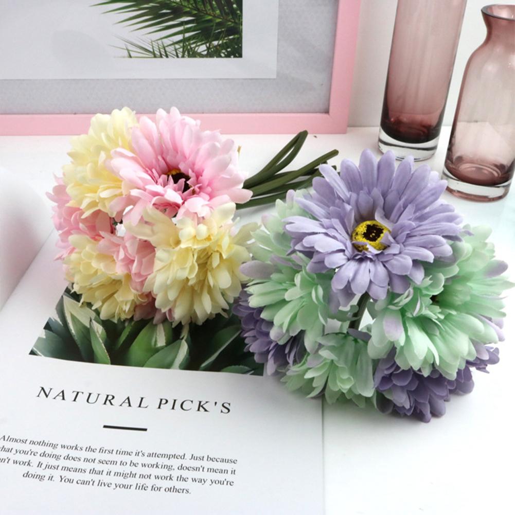 6pcs/bundle Artificial Flowers Diy Gerbera Simulation Bouquet Home Wedding Decor Accessories