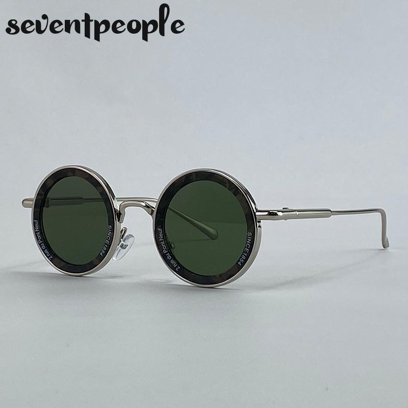 Steampunk Small Frame Round Sunglasses Men Luxury Brand Vintage Metal Sunglass For Ladies Classic UV400 Protection Shades