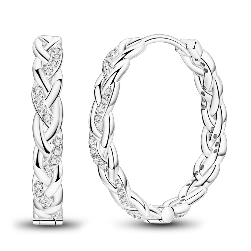 Woman Earring 925 Silver Hoop Earring Round Shape Pendientes Exquisite Jewelry