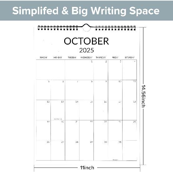 Wall Calendar 2026, 12 Month Large Calendar from October 2025 To December 2026 w/Wire Hanging, 14.5’’x11’’ Thick Paper Big Calendar for