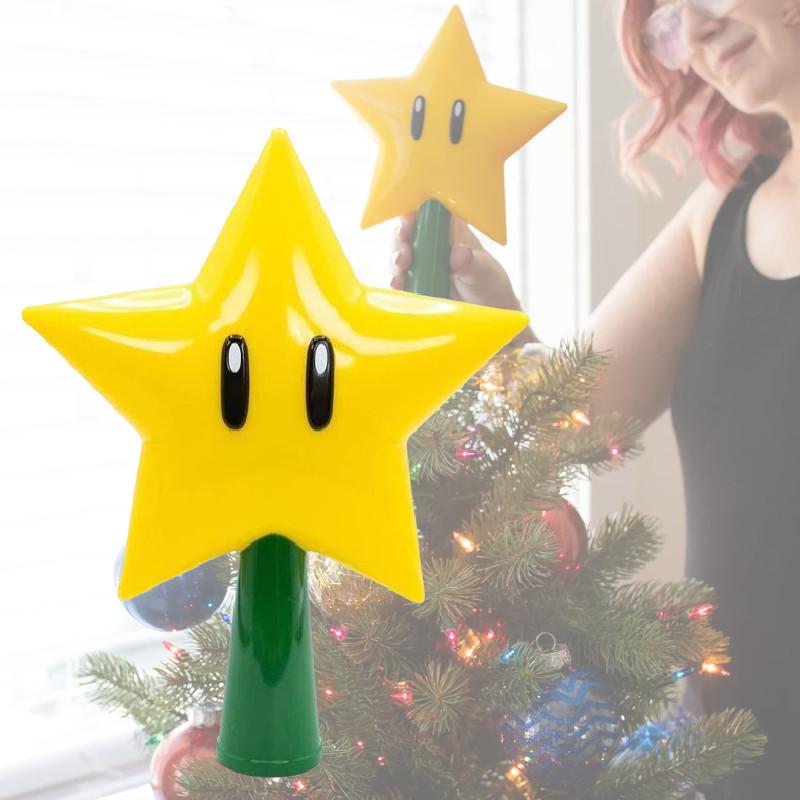 Super Mario Bros Star Light Light Up Holiday Xmas Tree Topper Decor Party Lamp
