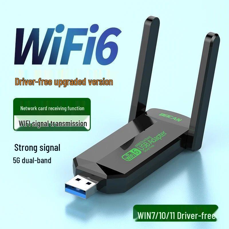 Driver-Free 5G Dual-Band WiFi 6 USB Network Adapter for Desktop Computers