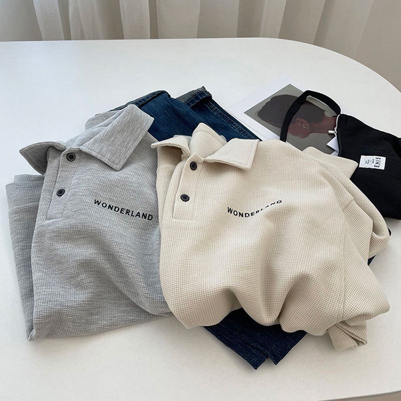 Retro Loose Long Sleeve Polo Sweatshirt - Casual Versatile Student Top