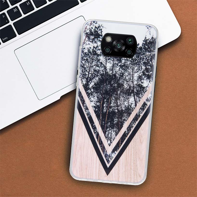 Lesní Geometrie Dřevo Příroda Pouzdro na Telefon Pro Xiaomi Poco X3 GT X4 NFC M4 Pro M3 M2 F3 F2 F1 Mi Note 10 A3 A2 Lite A1 CC9E Fundas