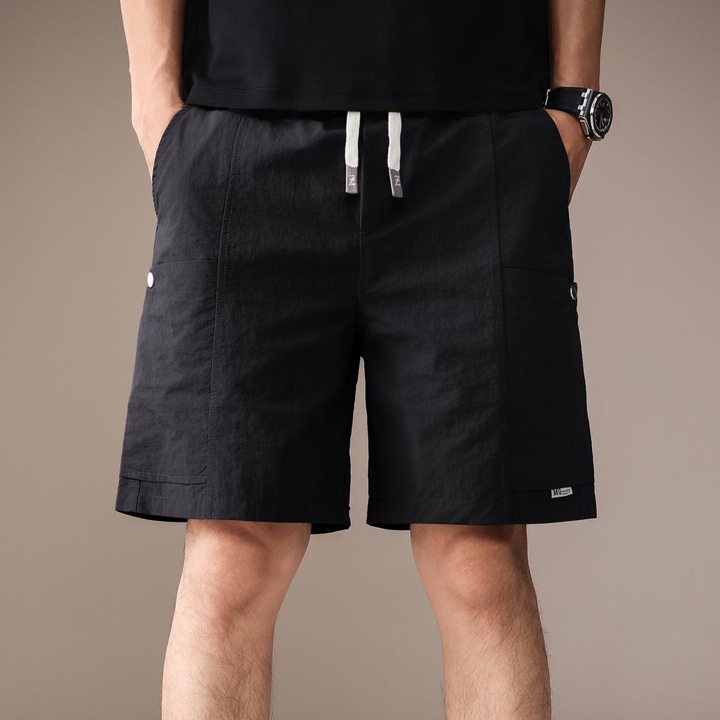 Hochwertige amerikanische Retro-Werkzeugshorts mit mehreren Taschen für Herren, Sommer, dünn, locker, gerade, Sport, Eis-Seide, Fünf-Punkt-Mittelhosen
