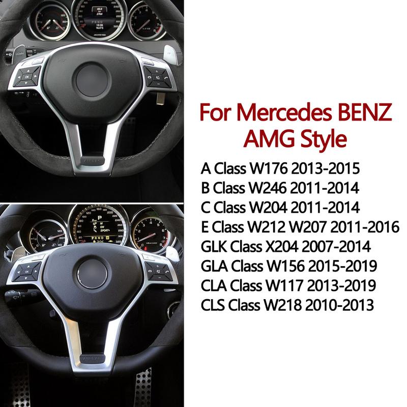 Car Steering Wheel Chrome Trim Cover For Mercedes Benz AMG C E GLK GLA CLA Class W176 W204 W212 W156 W218 A09946400139107