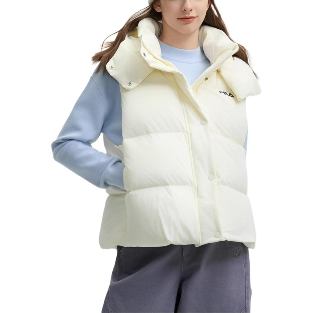 Fila Original Warm Hooded Versatile Vest Down Jacket Women Outerwear Pear-Blossom-White F51W449901FIV