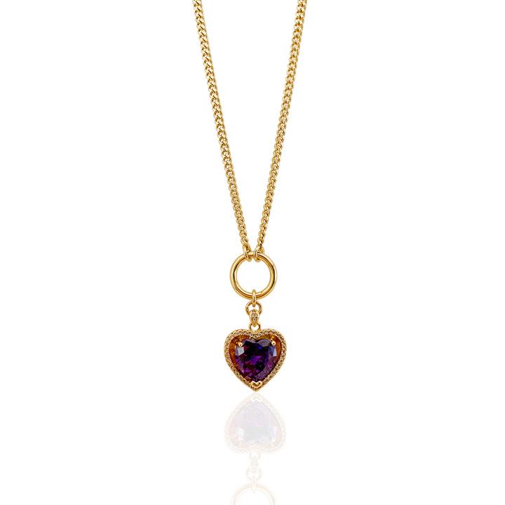 Minimalist Red Gemstone Heart Pendant Necklace - Women's Luxury Jewelry