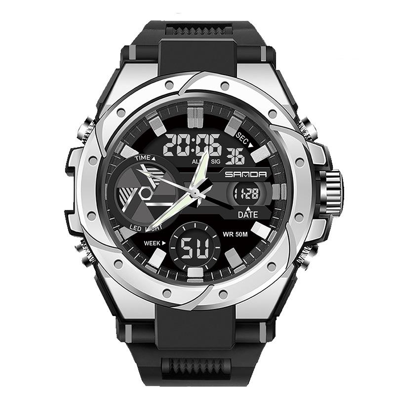 Sanda Men's Multifunctional Waterproof Luminous Military-Style Outdoor Sports Electronic Watch