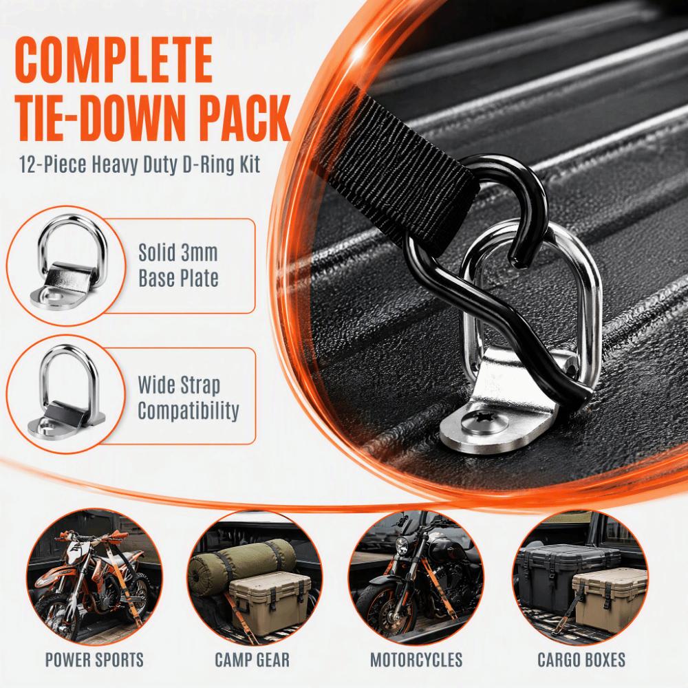 12PCS Silver D Ring Anchor Hooks Steel Cargo Securing Hooks Trailer Cargo Fixing