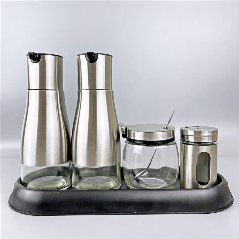 Stainless Steel Glass Seasoning Jar & Bottle Sets