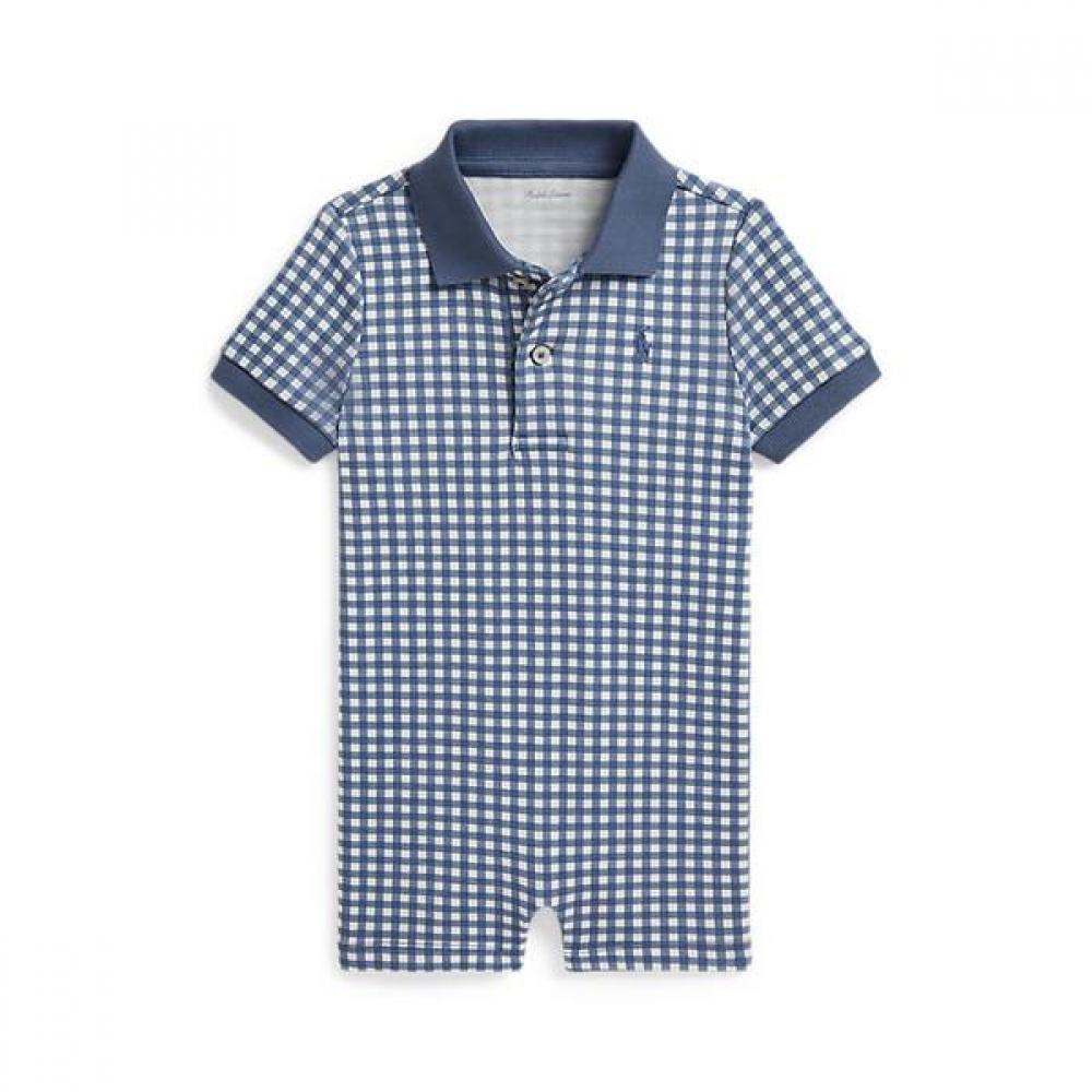 Polo Ralph Lauren Baby Boy Gingham Soft Cotton Polo Shortall 9M
