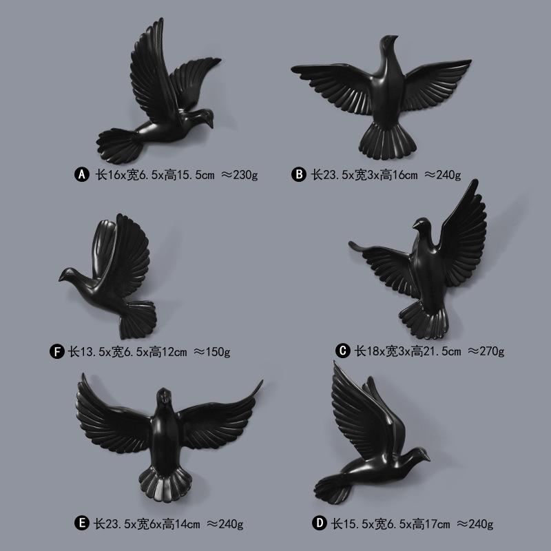 6pcs/set Resin Flying Birds Figurines Wall Hanging Simulation Pigeon Sculptures Sparrow Ornaments Handicraft Home Decoration