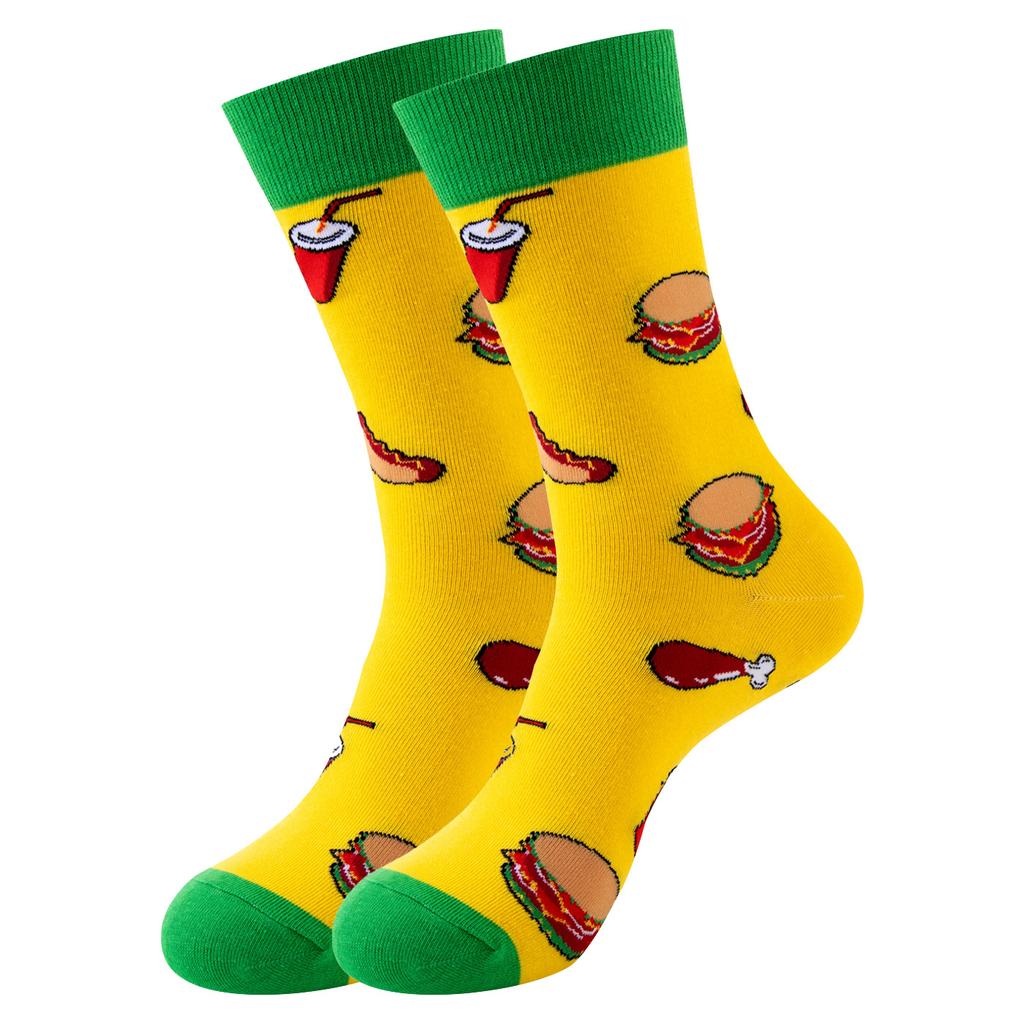 5 Pairs of New Mid-calf Socks: Original Food-themed Trendy Socks for Women – Fun, Quirky and Fashionable