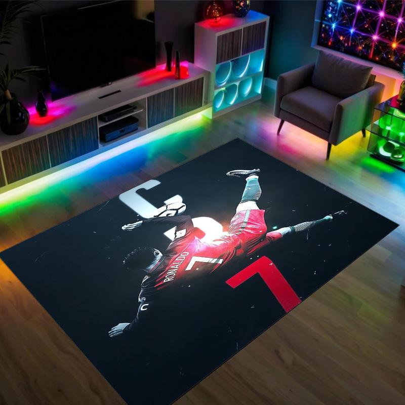 Tappeto in Cristallo Velluto Design Cristiano Ronaldo Accogliente Non?Tappeto Stampato Antiscivolo per Camera da Letto Soggiorno Ingresso