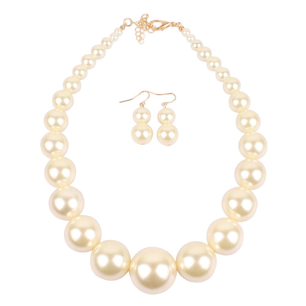 European and American Exaggerated Necklace Simple Imitation Pearl Collarbone Chain