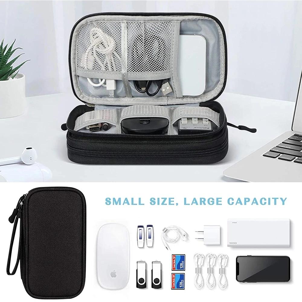 Travel Organizer Bag Cable Digital Accessories Storage Bag Portable Waterproof Double Layers Storage Bags Power Hard Drive Case