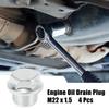X Autohaux 1/2/4Pcs M22x1.5 Auto Engine Oil Drain Plug Screw with Stainless Steel Seal Ring Replacement for GM Car Accessories