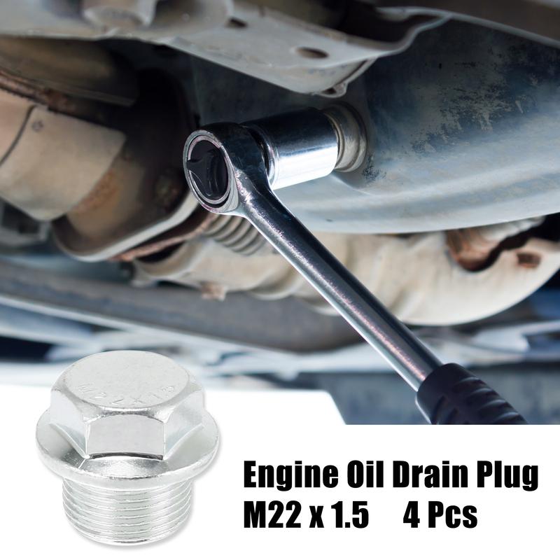 X Autohaux 1/2/4Pcs M22x1.5 Auto Engine Oil Drain Plug Screw with Stainless Steel Seal Ring Replacement for GM Car Accessories