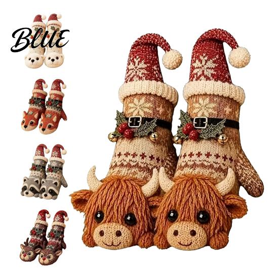 Large Hanging Gift Bags for Christmas 3D Knit Animal Stockings Rudolph Reindeer Highland Cow Fox And Personalized Xmas Holders Family Polar