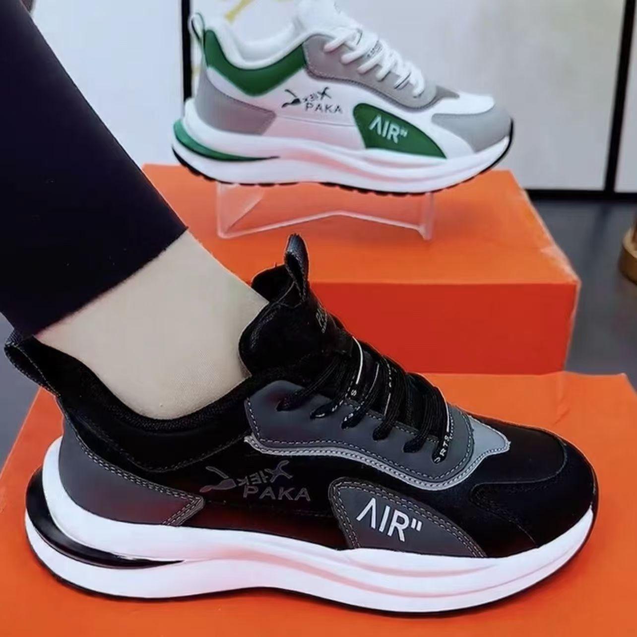 Couple sneakers light and breathable student shoes autumn and winter leather casual shoes trendy dad shoes 36 чёрный