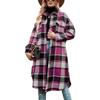 Women's Mid-Length Plaid Long Sleeve Loose Woolen Coat for Autumn/Winter, Plus Size