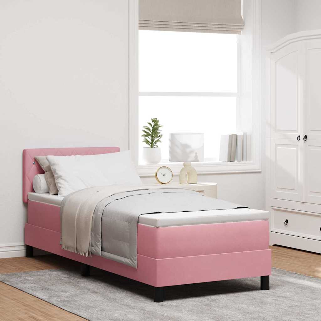 Box Spring Bed with Mattress and Headboard Pink 80 x 200 cm Velvet