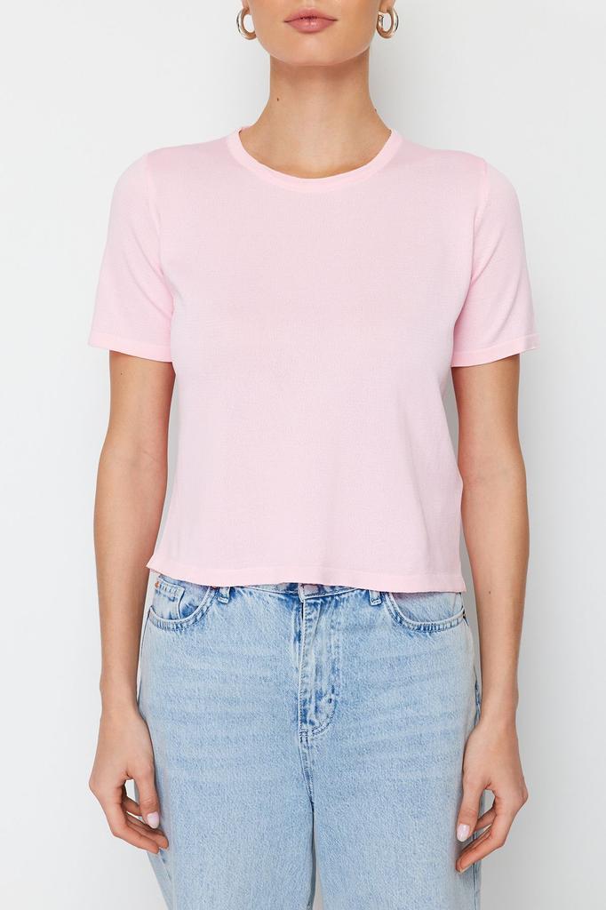 Moda Femei Pulover Nou Roz Tricou tricot cu decolteu