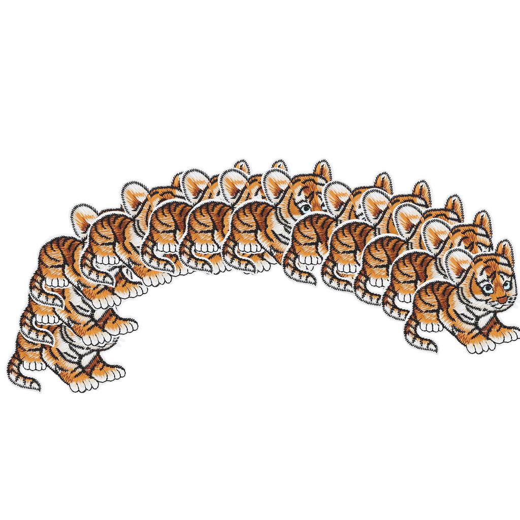 12Pcs Embroidery Cloth Stickers Tigerkin Pattern Patch for DIY Clothing Case Bag Decoration