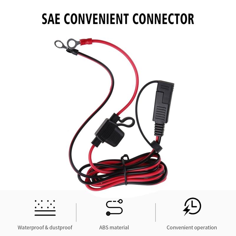 140CM 16AWG SAE-to O Ring Cord Socket Connector Cable Adapter Battery Charging