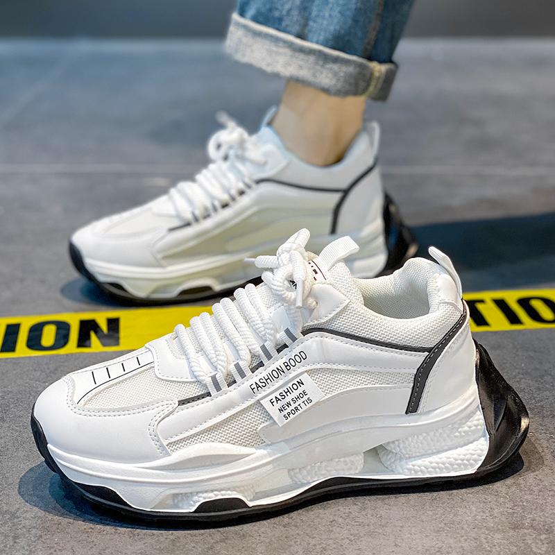 Robustní Pánské Tenisky Designové Běžecké Boty Módní Ležérní Mikrovláknová Kůže Síťovina Prodyšné Zvýšená Výška Plochá Platforma